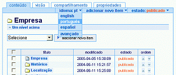 Captura de tela durante a edição de uma página