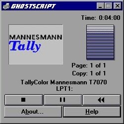 Mannesman Tally printer dialog