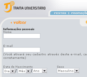 Cadastro no Concurso Trama Universitário