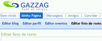 Menu de navegação principal no Gazzag