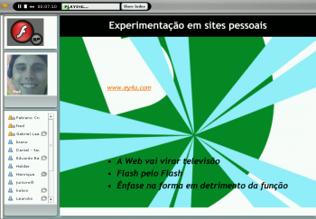Captura de tela da exibição da palestra