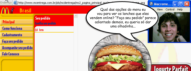 Menu que não tem a opção que eu quero