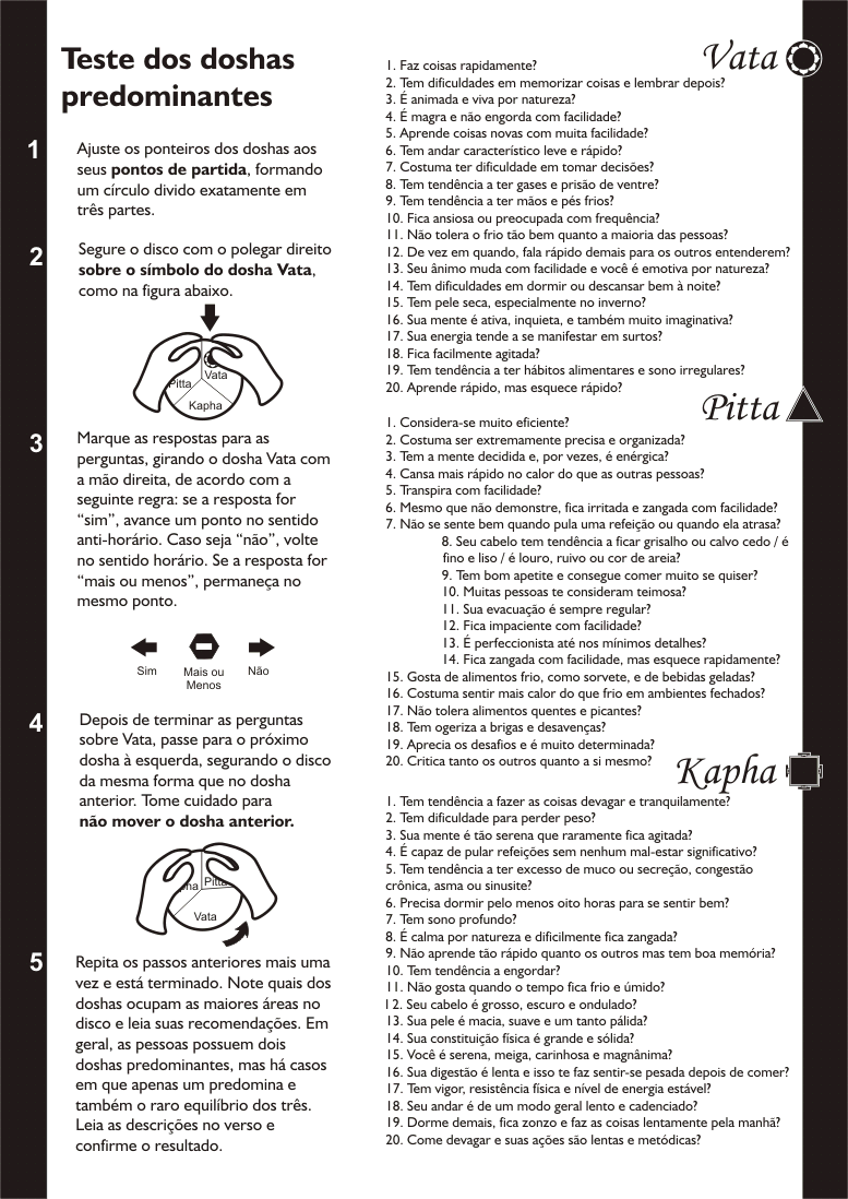 Instruções de uso do disco dos doshas 2