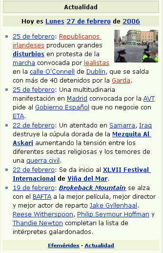 Notícias na Wikipedia em Espanhol