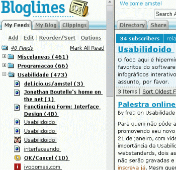 Bloglines - agregador de RSS